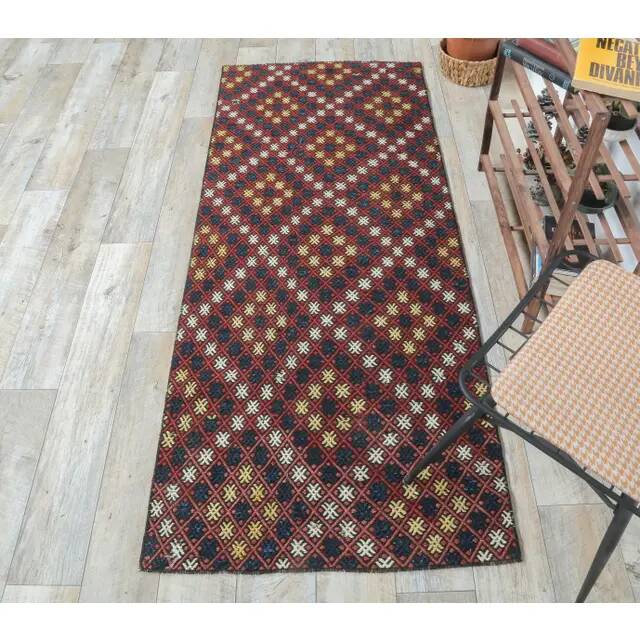 1970s Turkish Handwoven Wool Kilim Runner 81x200