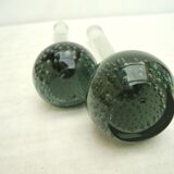 Set of 2 bubbled blown glass vases