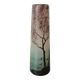 Frosted glass vase, painted Art Deco, signed.