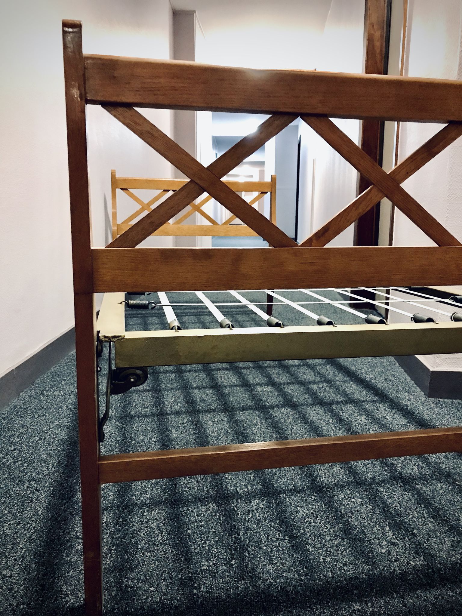 Bed or bench 1 place vintage with crosses of the 50s