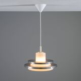 Doria pendant in opal glass with decorative aluminium discs