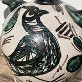 Hand-painted Picasso style ceramic bird jug signed Punter