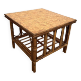 Square Coffee Table in Rattan & Bamboo – Removable Top