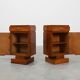 Set of Two Geometric Art Deco Wooden Nightstands, Italy 1920s