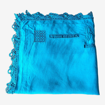 Pillowcase with embroidery and lace