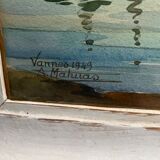 Watercolor on paper by andré mahuas vannes port de pêche 1949