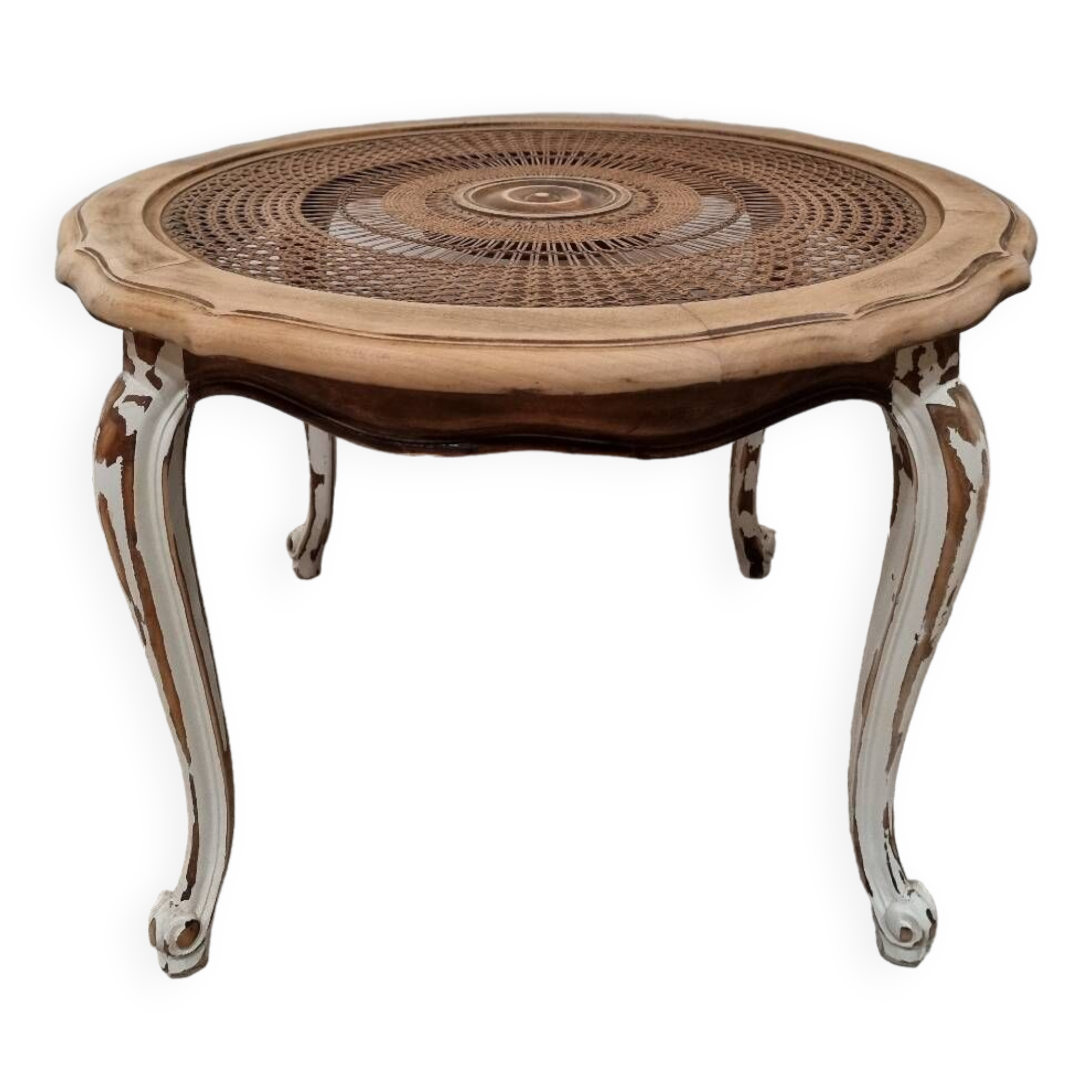 Round cane coffee table