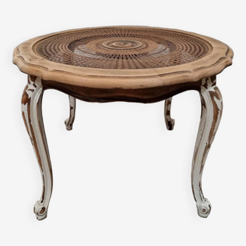 Round cane coffee table