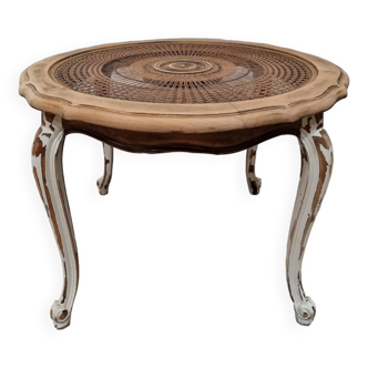 Round cane coffee table