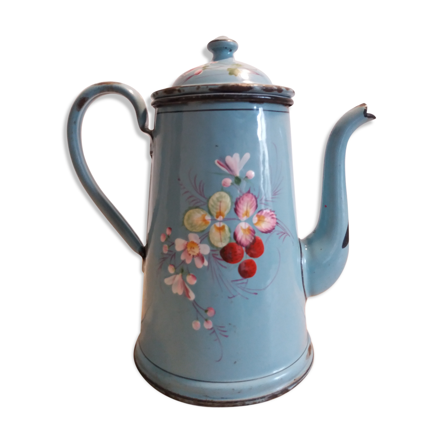 Blue enamel coffee pot