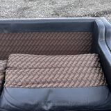 Danish vintage two and half seater black leather Stouby sofa 1960s