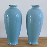 Pair enamelled vases