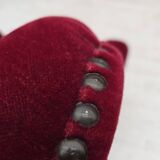 1960s, Danish highback wingback armchair, cherry-red furniture velour.