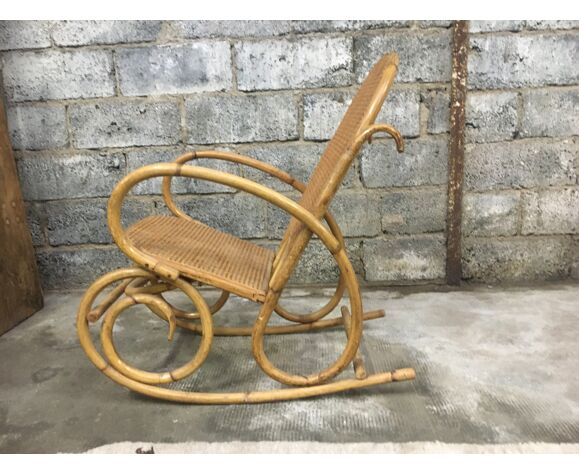 Rocking Chair In Bamboo Rattan And Vintage Wicker 1950 Selency Rocking Chair In Bamboo Rattan And, Vintage Rattan Furniture Manufacturers