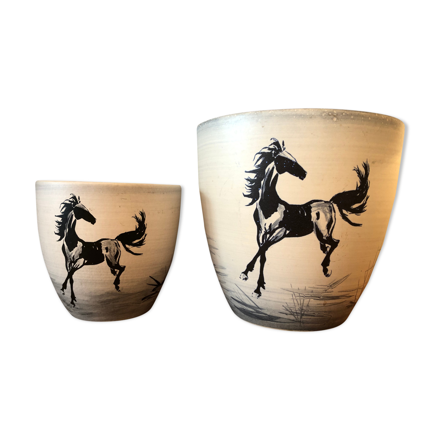 Duo de cache-pots en céramique Paul Milet Sèvres