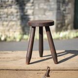 Vintage stool, wooden stool, tripod stool, brutalist, plant holder