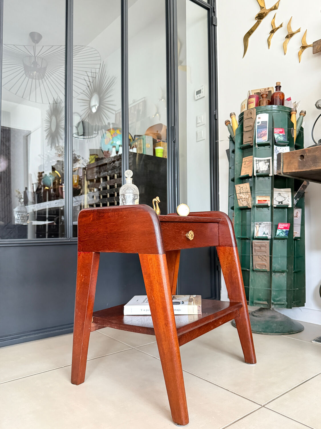 Vintage solid wood bedside table