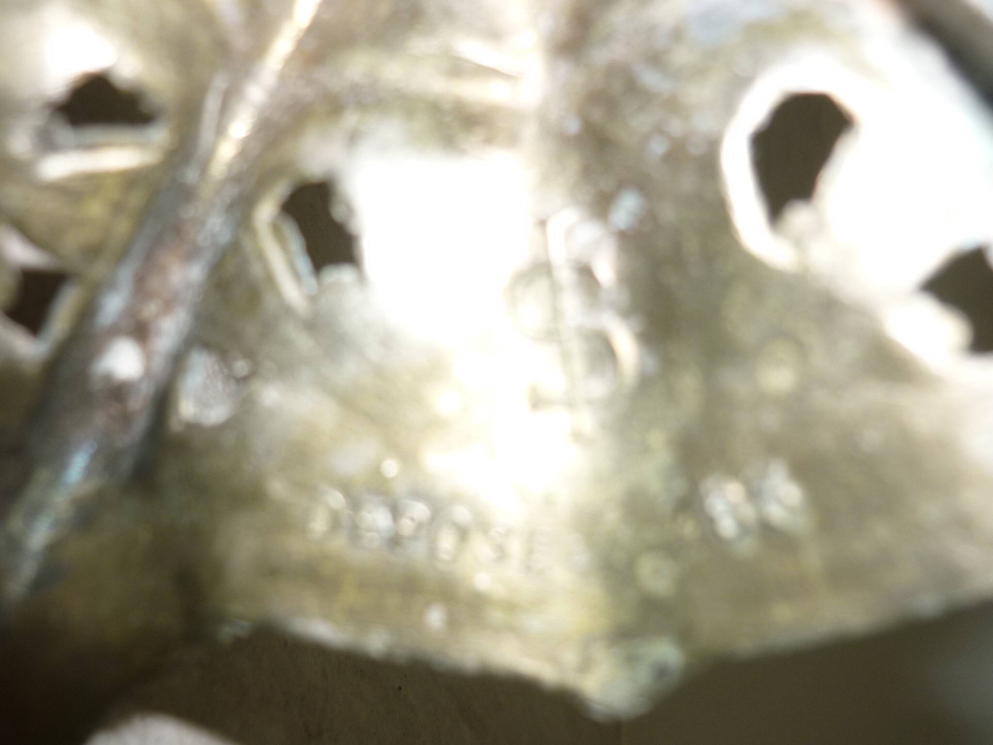 Painted oil lamp vase on pewter stand from the 19th century