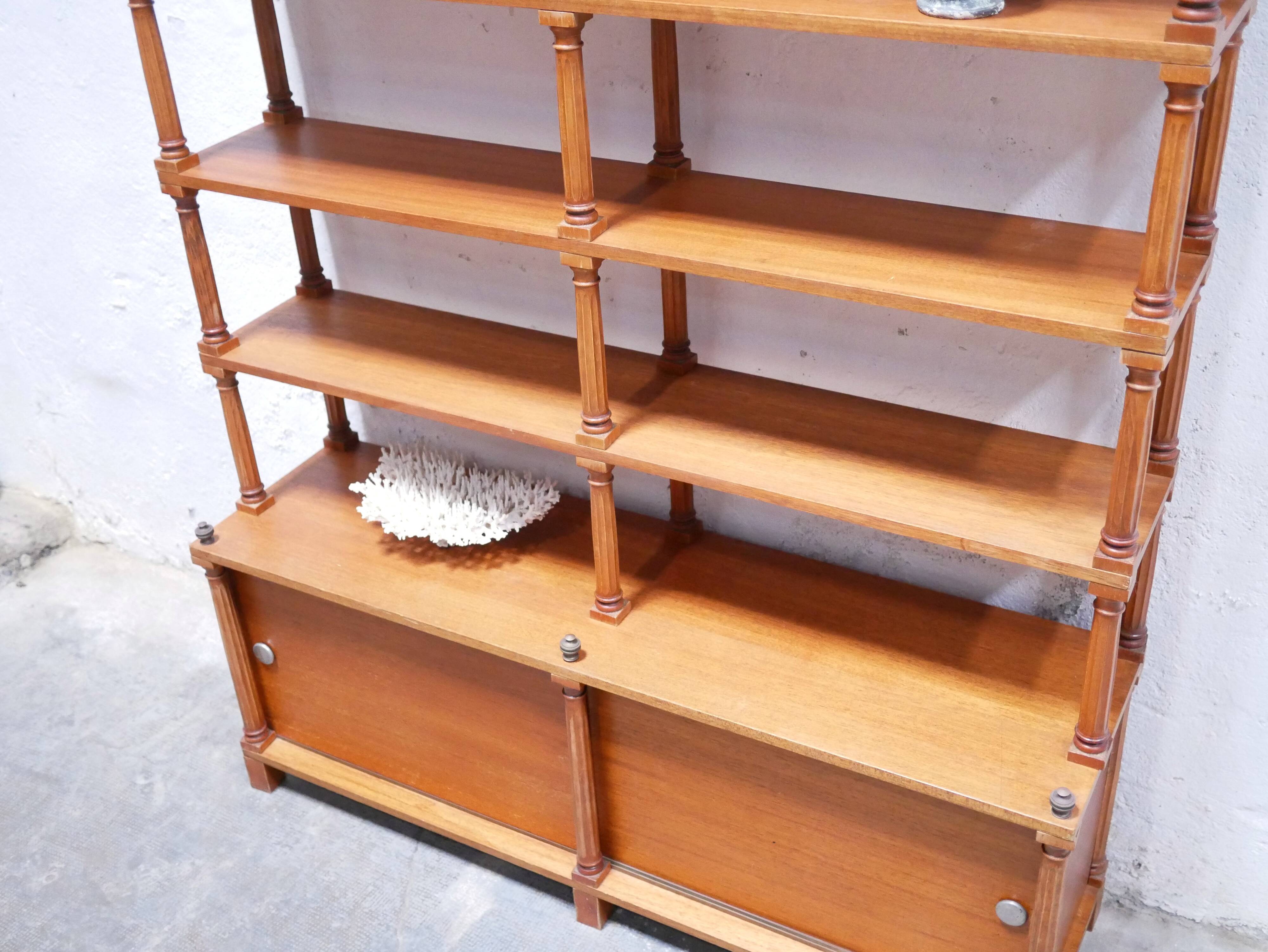Vintage wooden bookshelf library