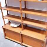 Vintage wooden bookshelf library