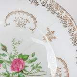 Lot de 4 assiettes plates Limoges FD Chauvigny blanc doré motif Rose