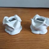 Porcelain pink flower candle holders