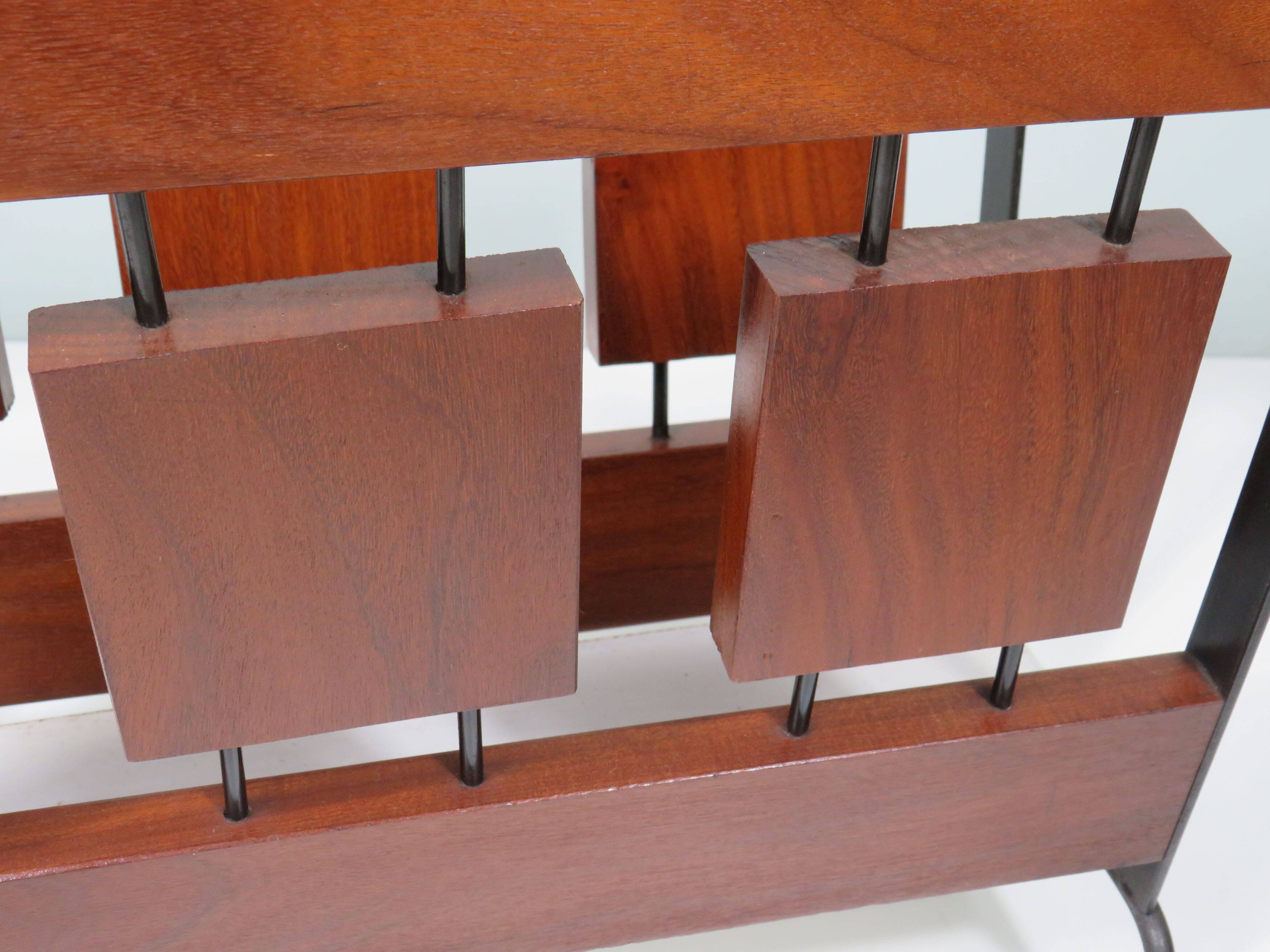 Vintage teak and metal magazine rack, Netherlands 1960-1970