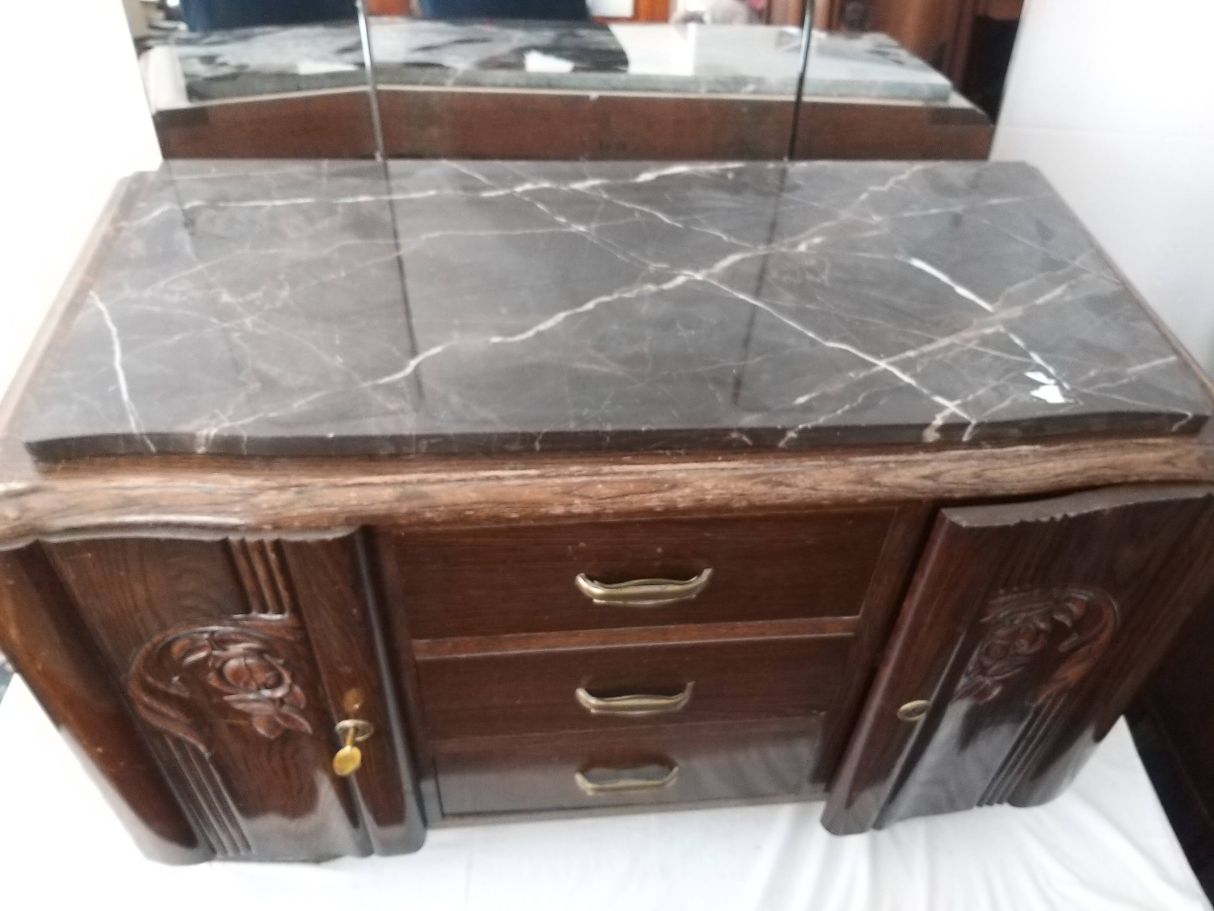 Art deco oak vanity