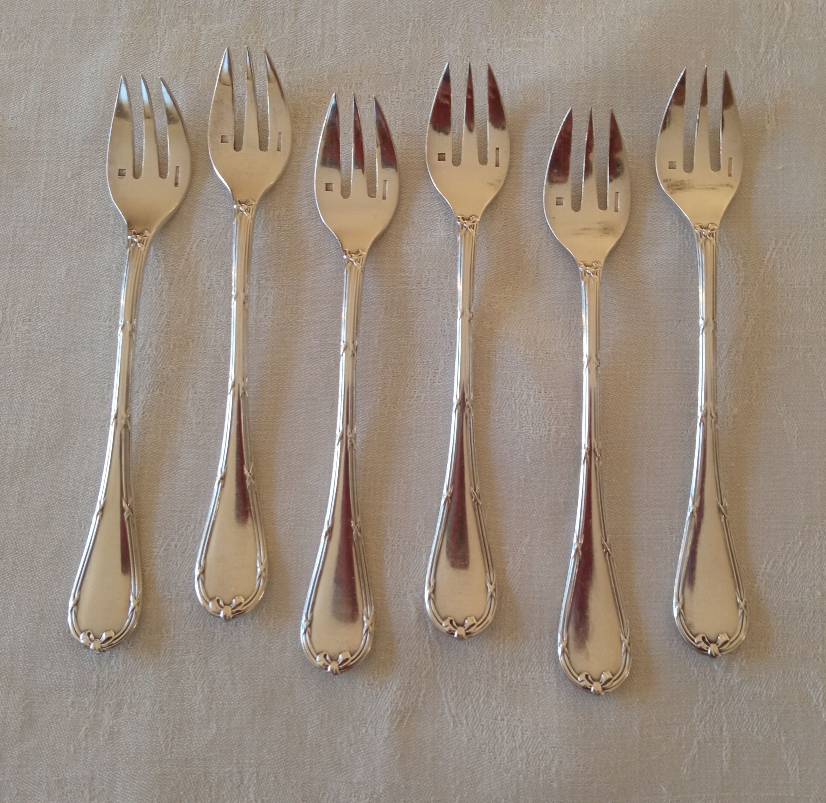Set of 6 Christofle oyster forks