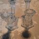 Pair of glass candle holders