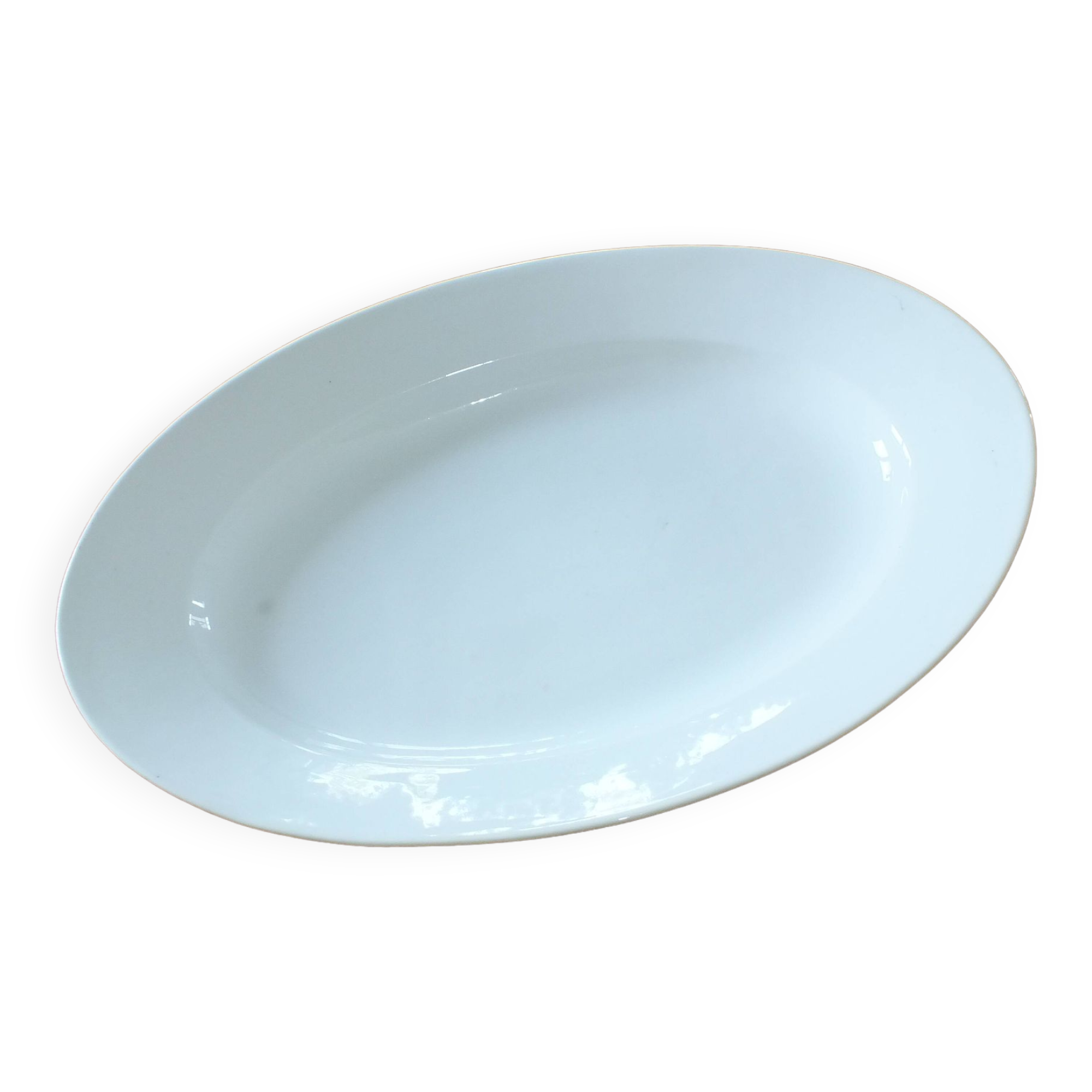 Large thick dish in white porcelain from Paris 19th