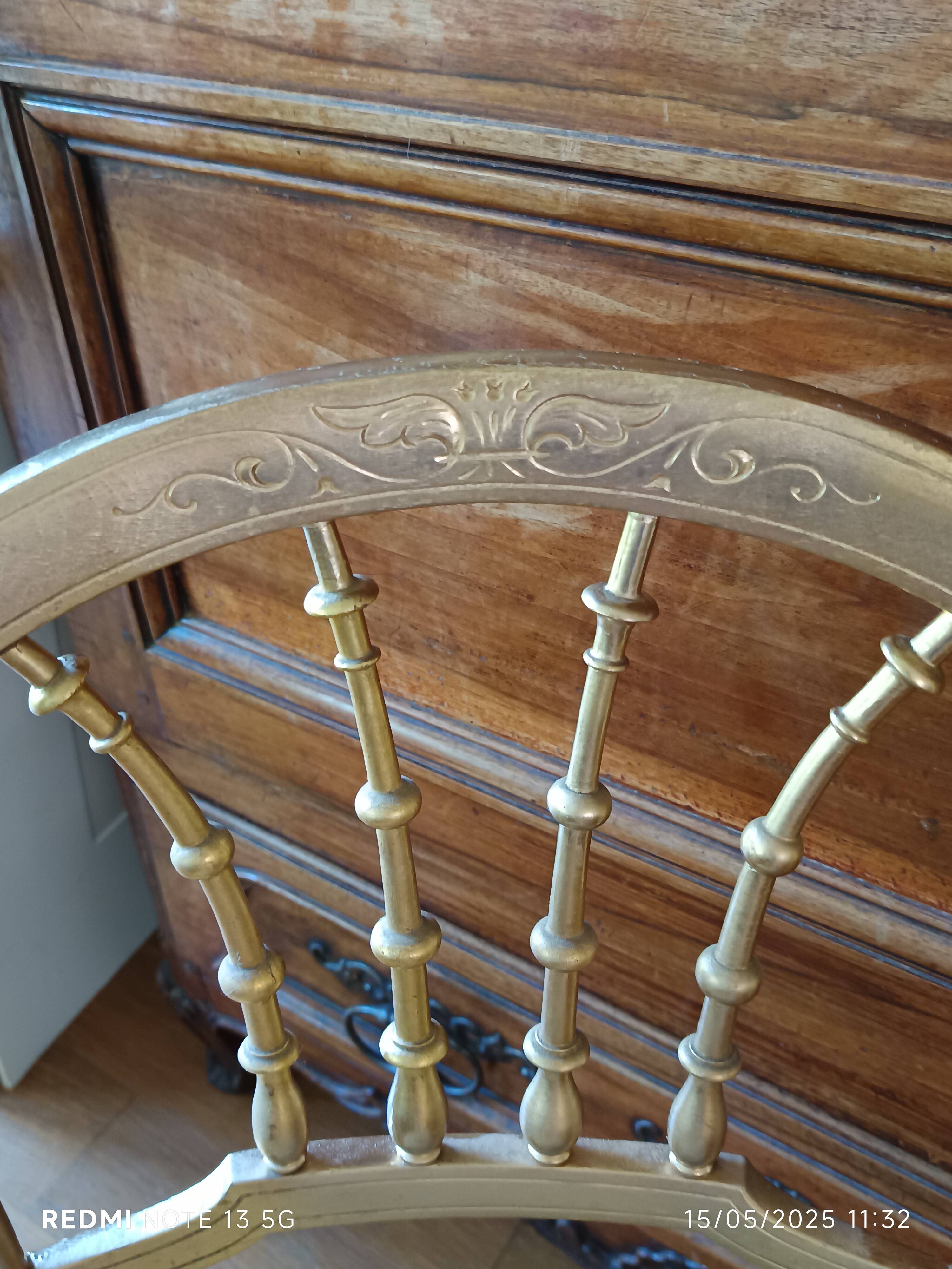 2 gilded Napoleon III bedroom chairs, 1900s