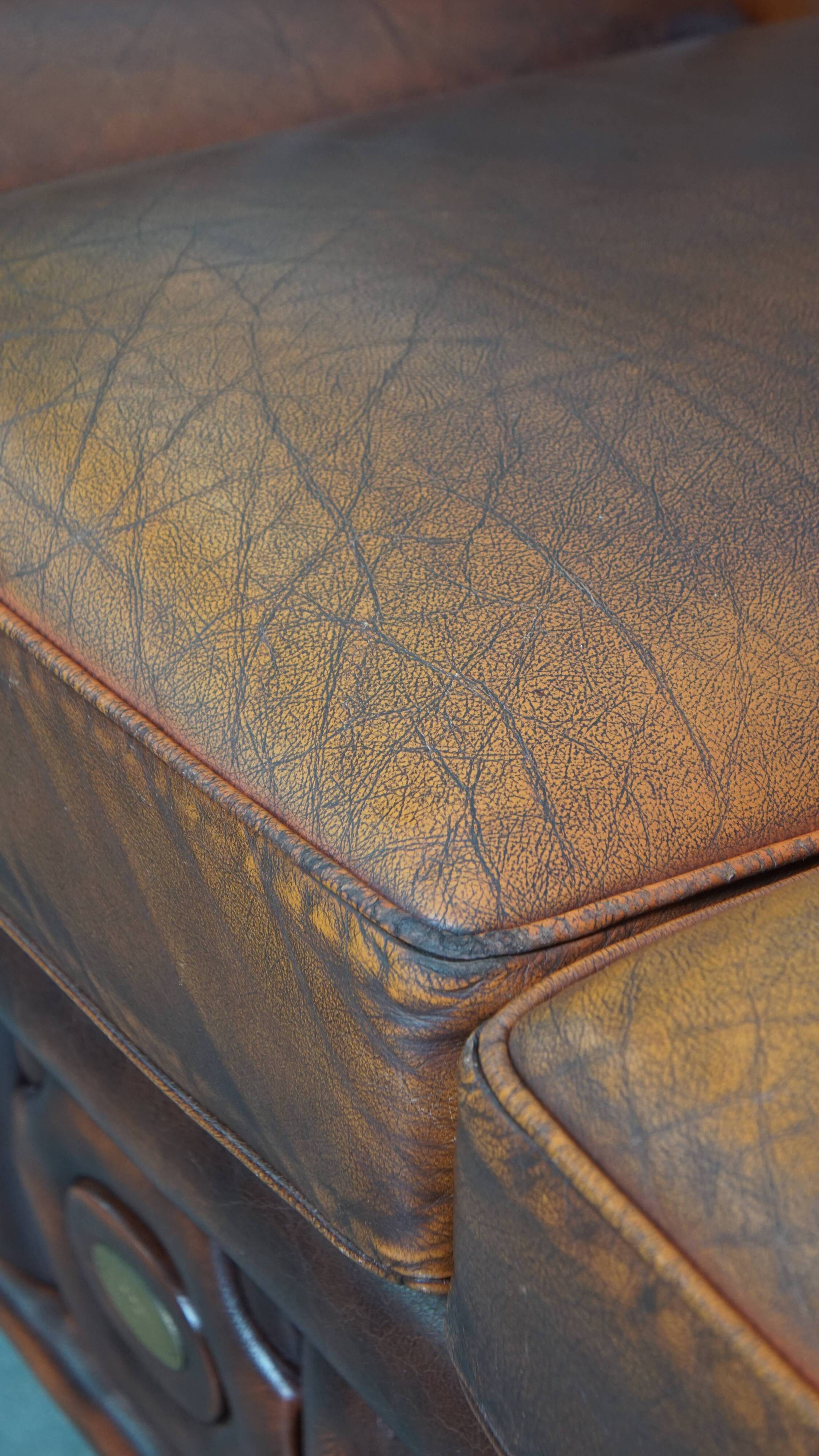 Chesterfield 2.5 seater sofa in brown English cowhide leather