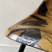 Chair in fibreglass and metal by René-Jean Caillette, stork, 1950 design.