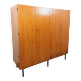 Vintage modernist wardrobe in teak and metal from the 1960s.