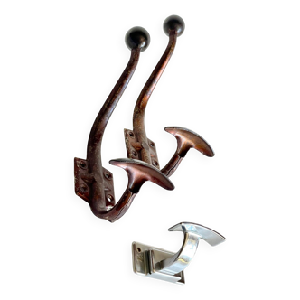 3 vintage metal patented hooks