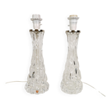 Mid-century Swedish crystal table lamps from Orrefors by Carl Fagerlund.