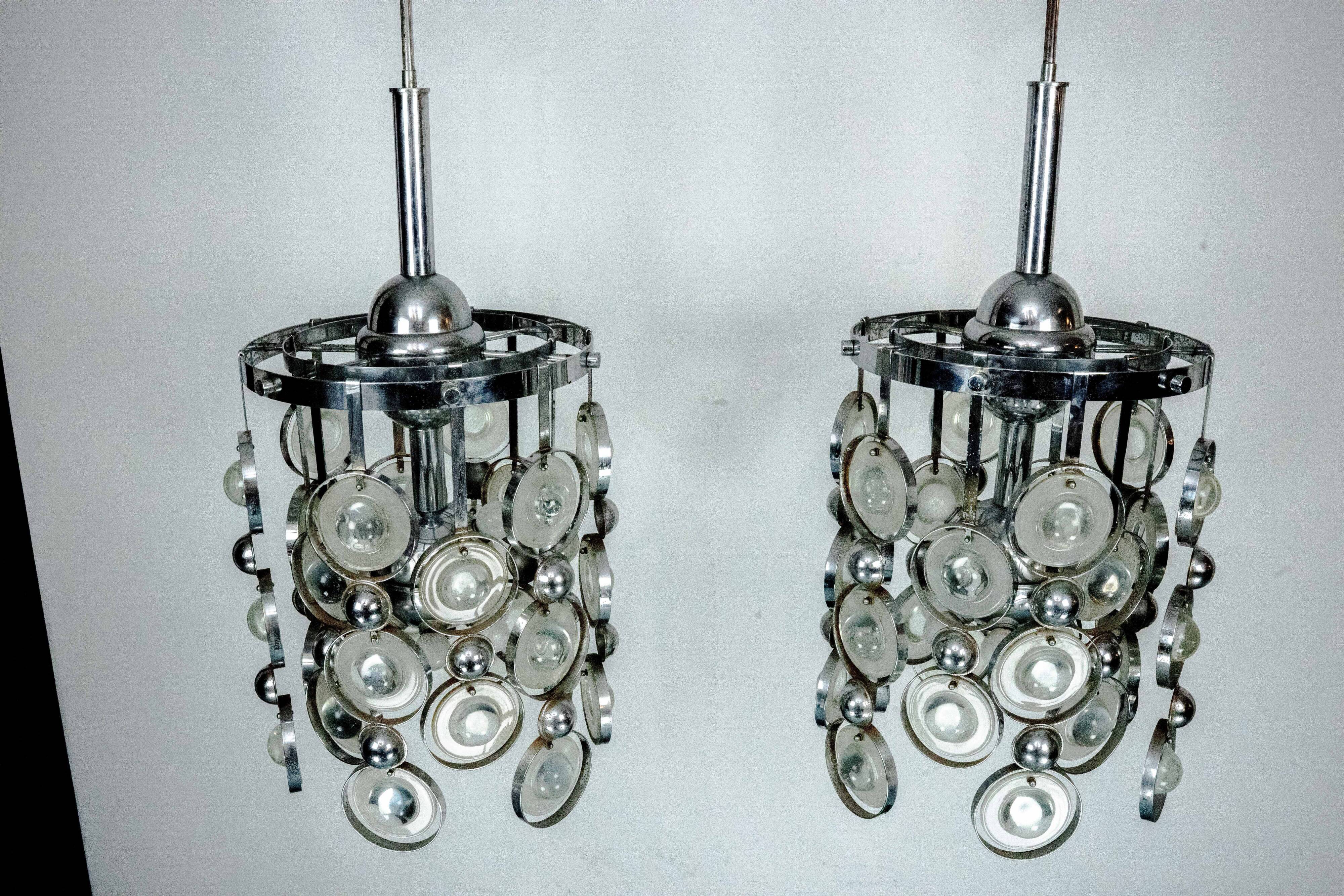 Pair of Pendant Lights by Oscar Torlasco, Italy, 1970s
