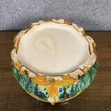 Soup tureen with parrot in colored slip from the mid-20th century