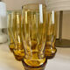6 amber blown glass water glasses