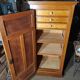 Parisian cabinet in solid wood with three drawers, marquetry and patina.
