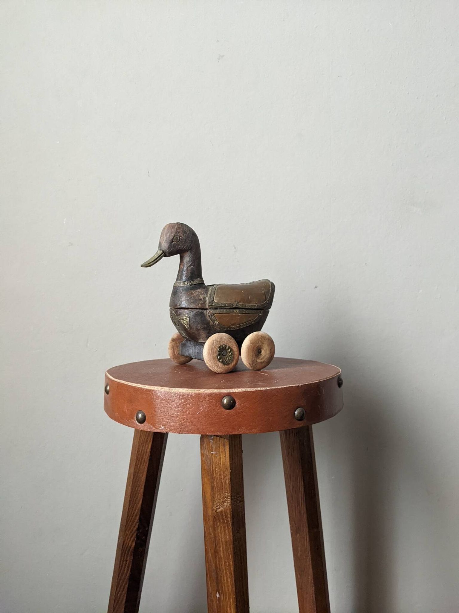 Jouet de collection vintage canard en bois