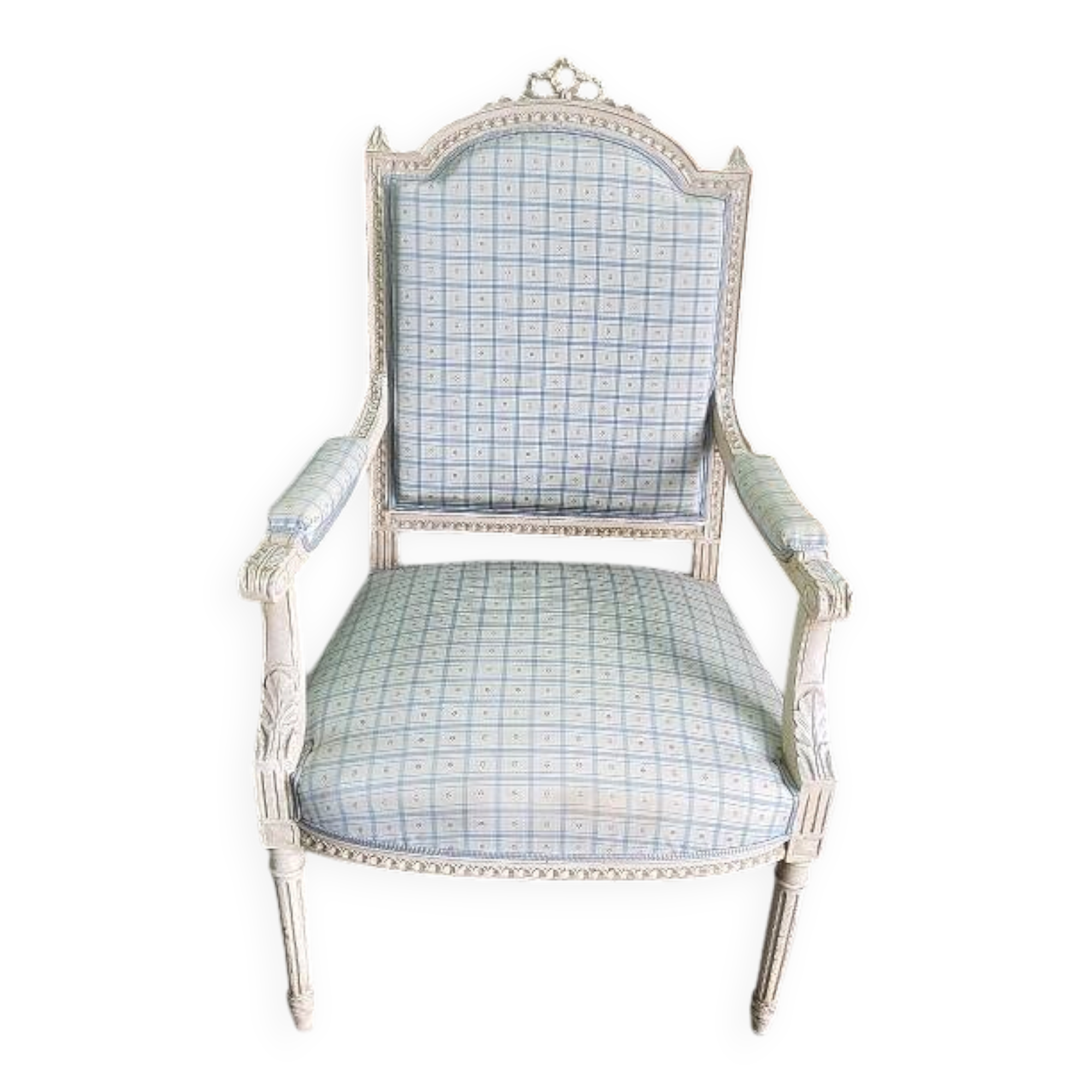 LOUIS XVI STYLE WHITE ARMCHAIR FROM THE 19TH CENTURY REF JE
