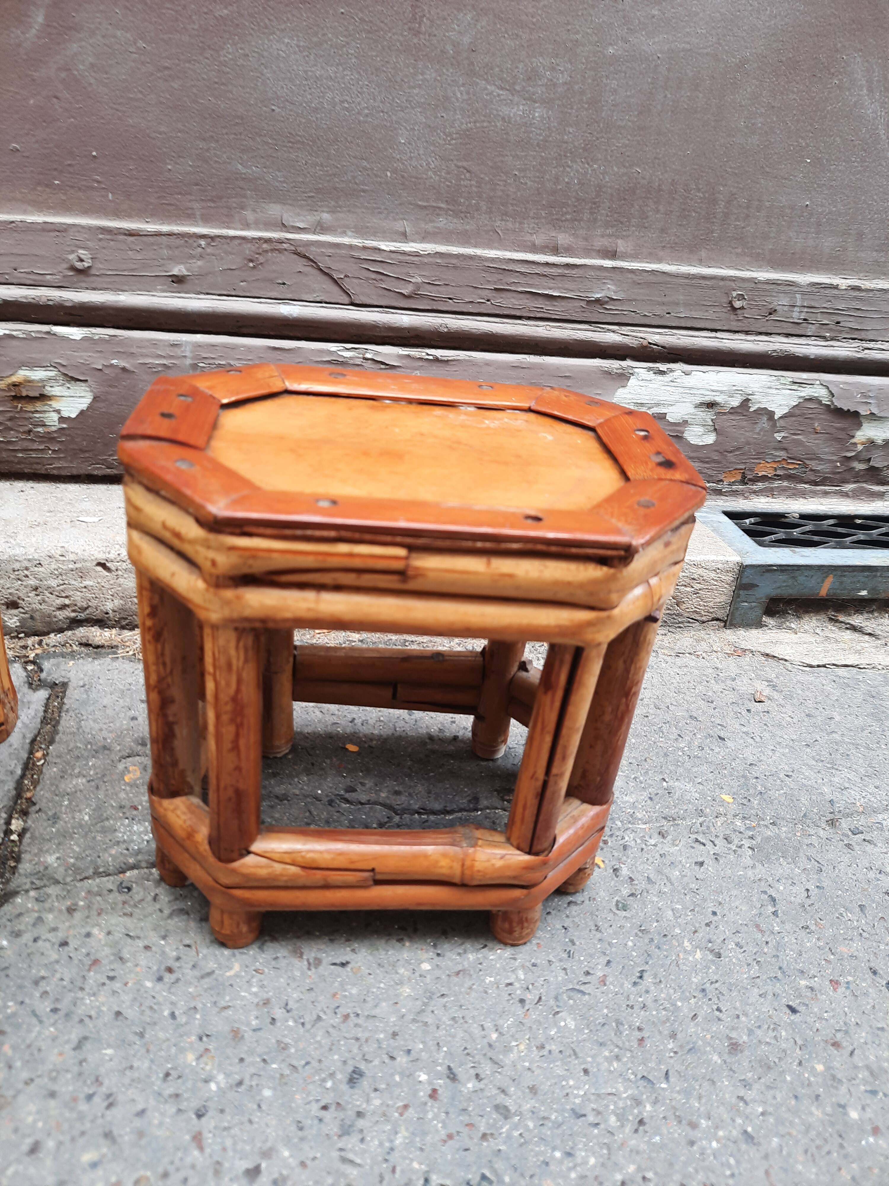 Set of two bamboo plant holders