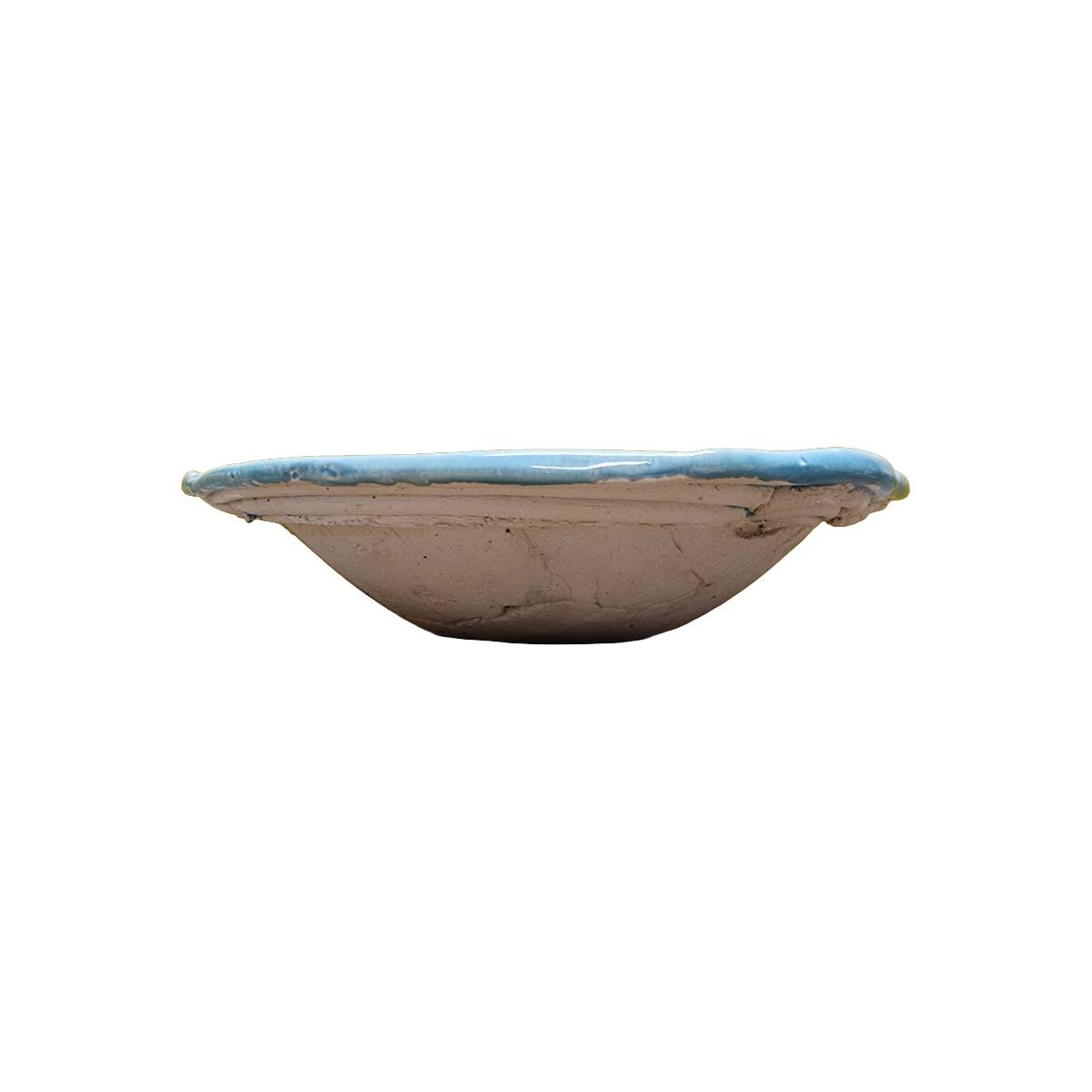 Blue Glazed Ceramic Fruit Bowl, 21st Century