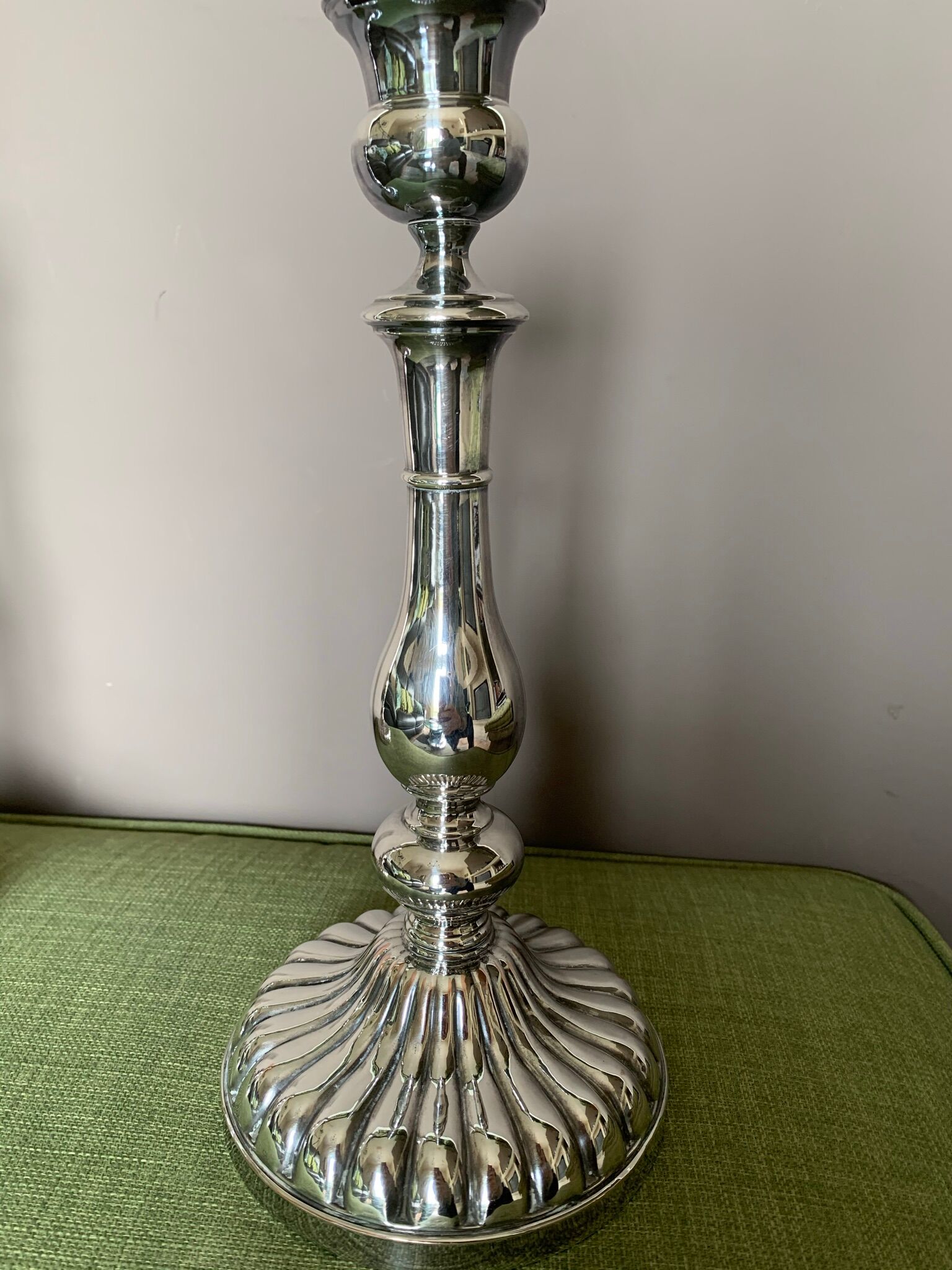 Silver metal candle holders