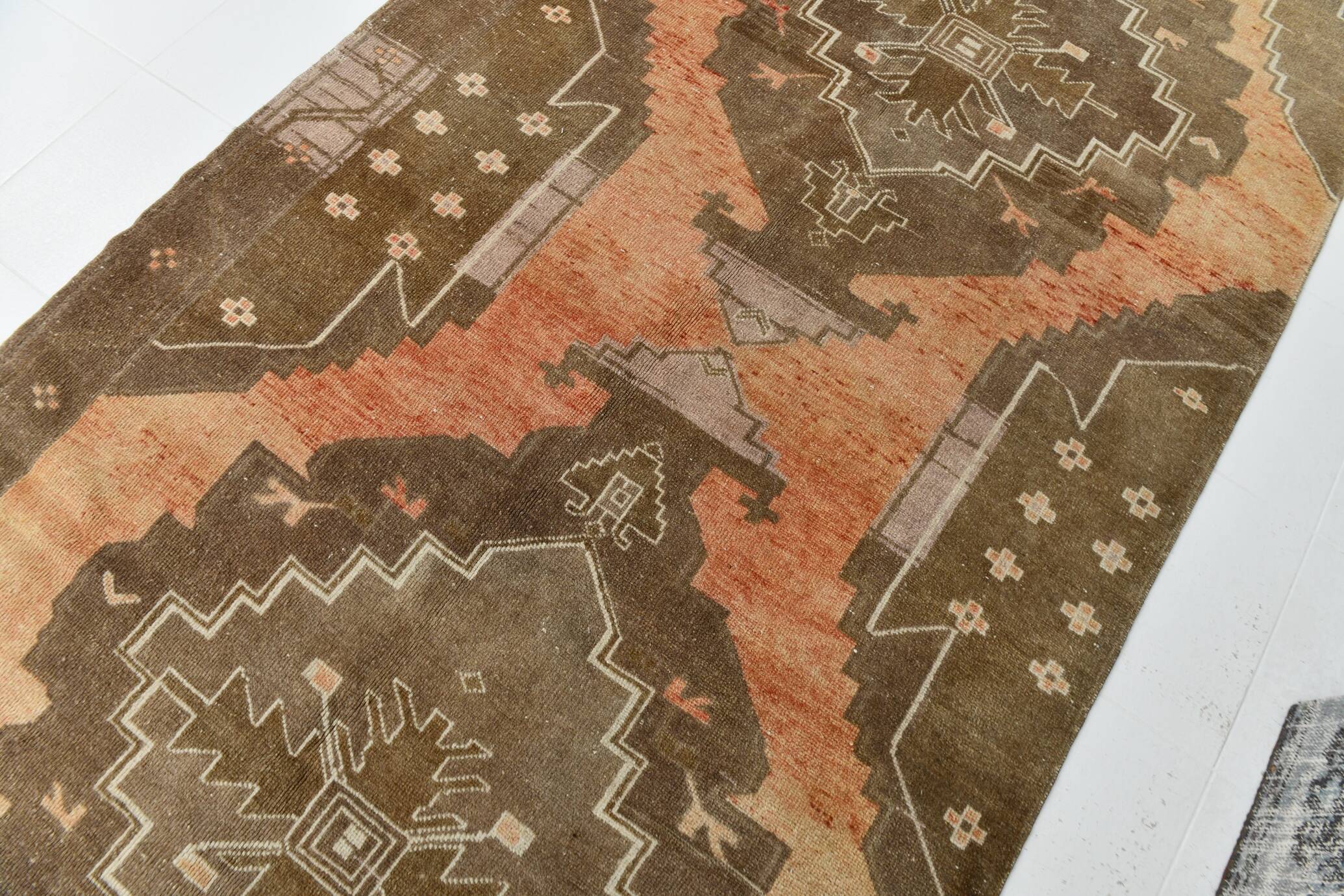 Tapis de couloir turc marron délavé 5x13, 159x385 cm