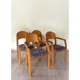 Set of solid wood armchairs and chairs by Dylund, 1970