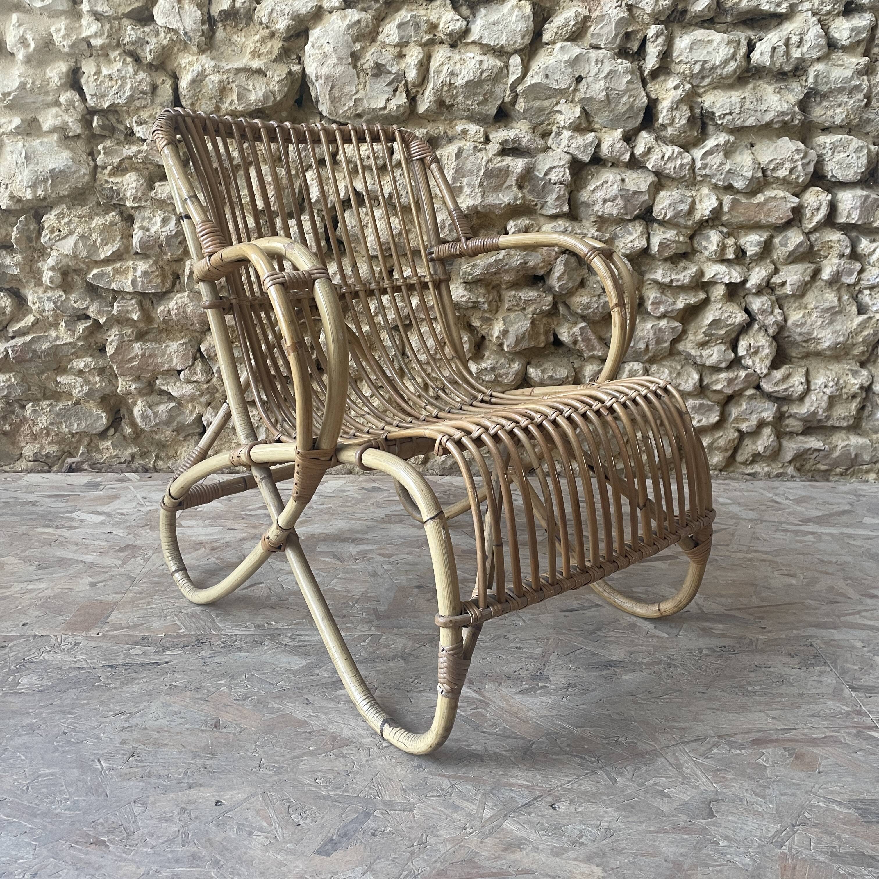 Rattan armchair - 1950s