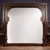 Monumental antique mirror in carved wood – Orientalist / Moorish style – late 19th century